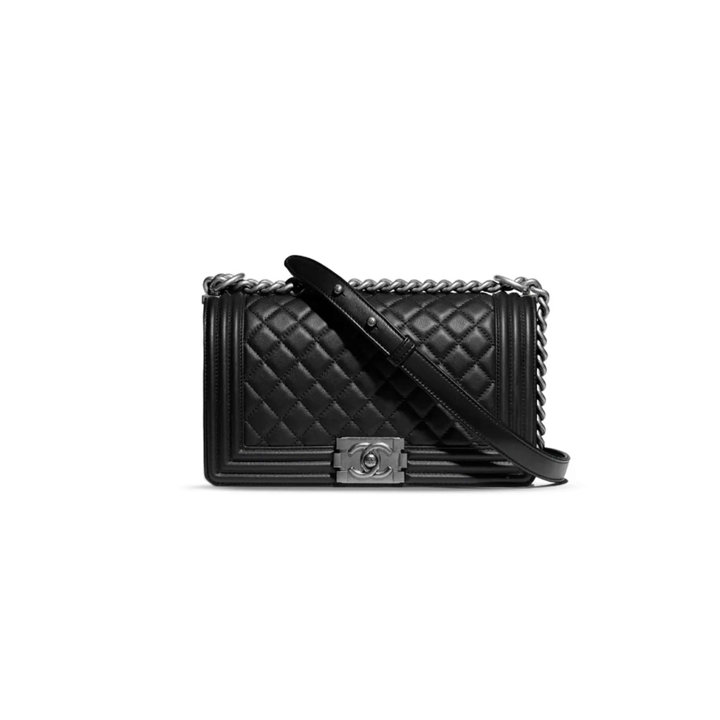CHANEL MASTER LAMBSKIN QUILTED MEDIUM BOY FLAP SILVER HARDWARE A67086 (25*15*9cm)